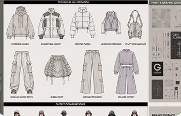 Market insight — garment design sketches with market analysis